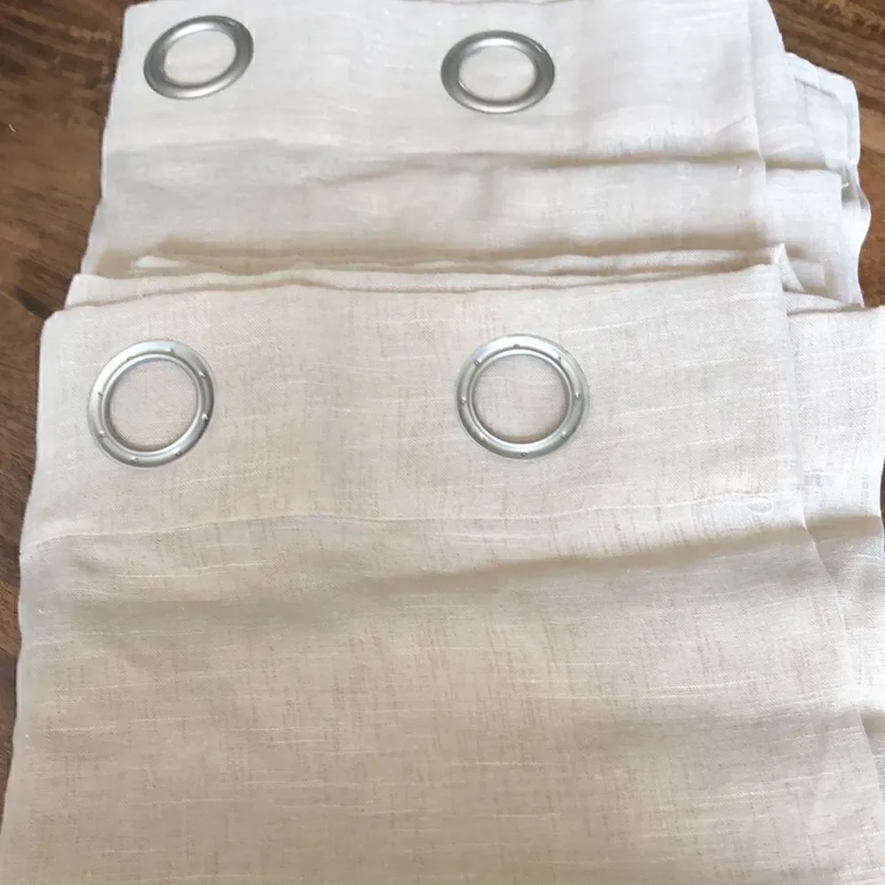 Archaeo Slub Textured Linen Blend Sheer Grommet Top Curtain Panel Pair